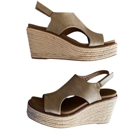 Corkys Freddie Taupe Wedge Sandal 10 - Picture 1 of 6